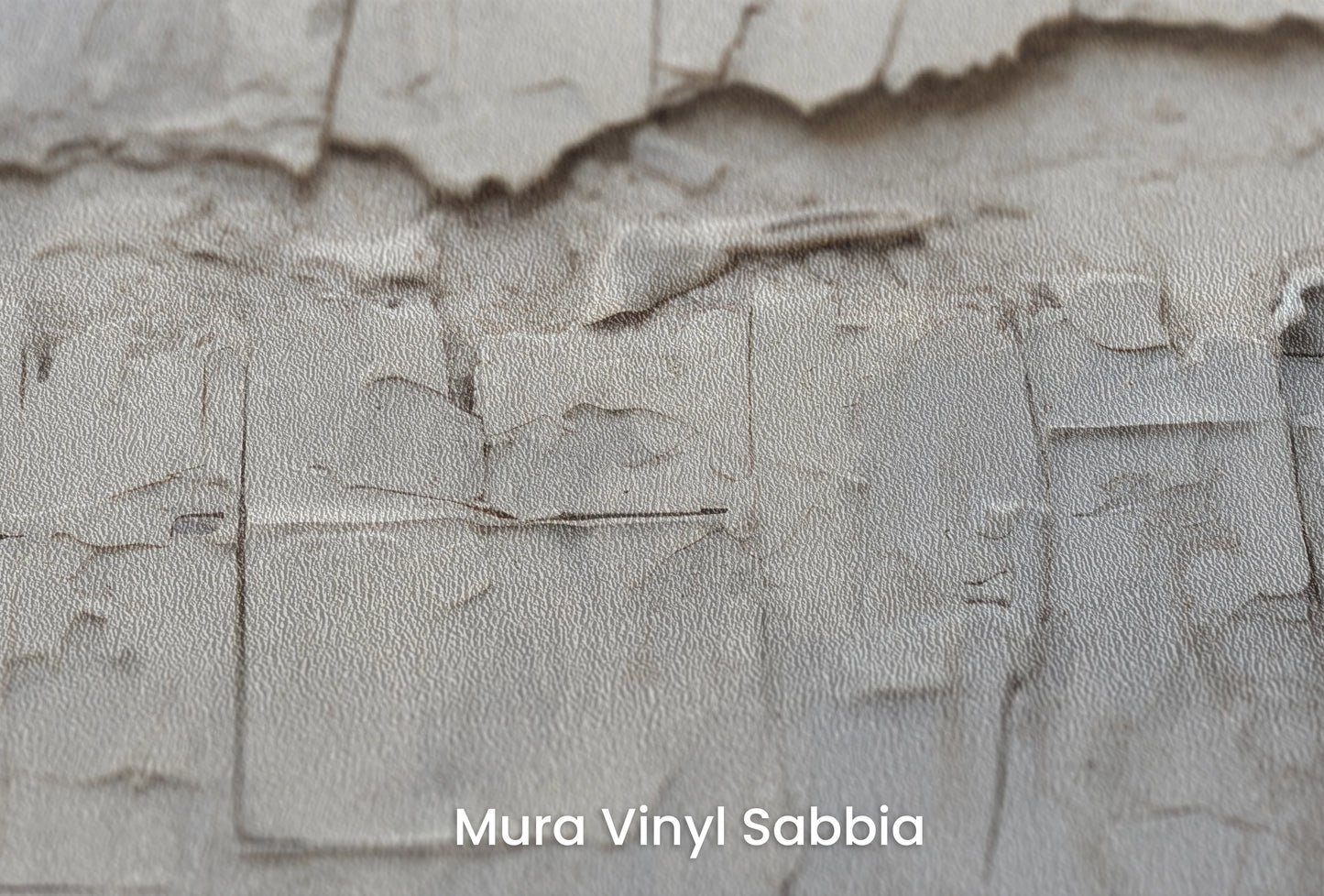 Zbliżenie na artystyczną fototapetę o nazwie Cracked Canvas na podłożu Mura Vinyl Sabbia struktura grubego ziarna piasku.