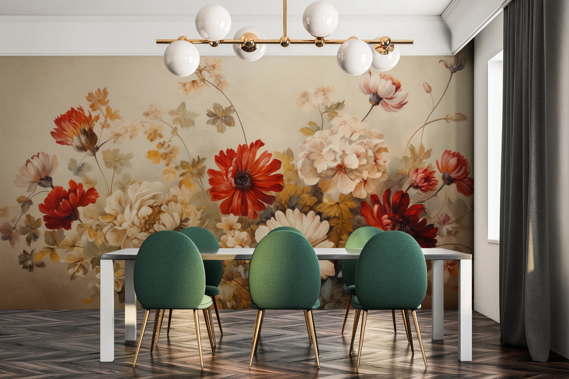 Fototapeta o nazwie Autumnal Floral Dance użyta w aranzacji wnętrza.
