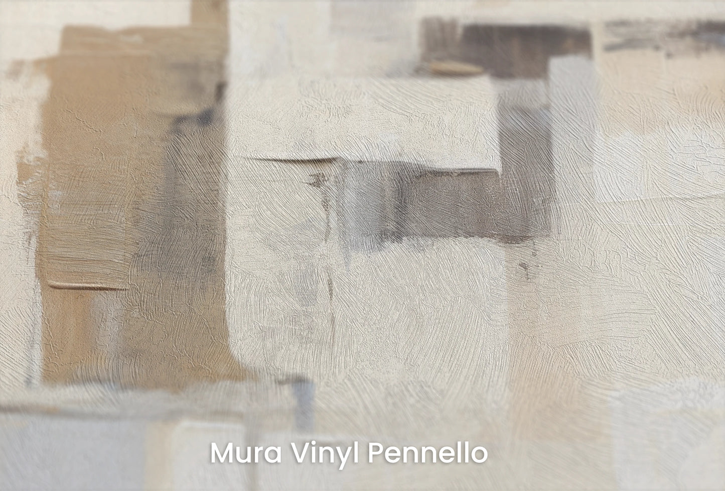 Zbliżenie na artystyczną fototapetę o nazwie Neutral Harmony na podłożu Mura Vinyl Pennello - faktura pociągnięć pędzla malarskiego.