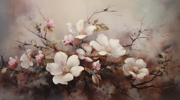 Prezentacja całego wzoru fototapety o nazwie Serene Magnolia Haze