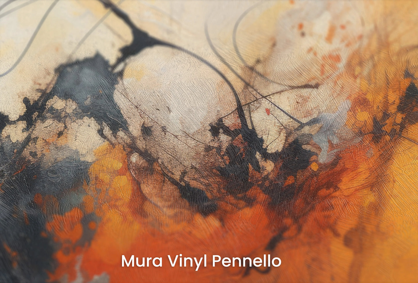 Zbliżenie na artystyczną fototapetę o nazwie Geometric Whisper na podłożu Mura Vinyl Pennello - faktura pociągnięć pędzla malarskiego.