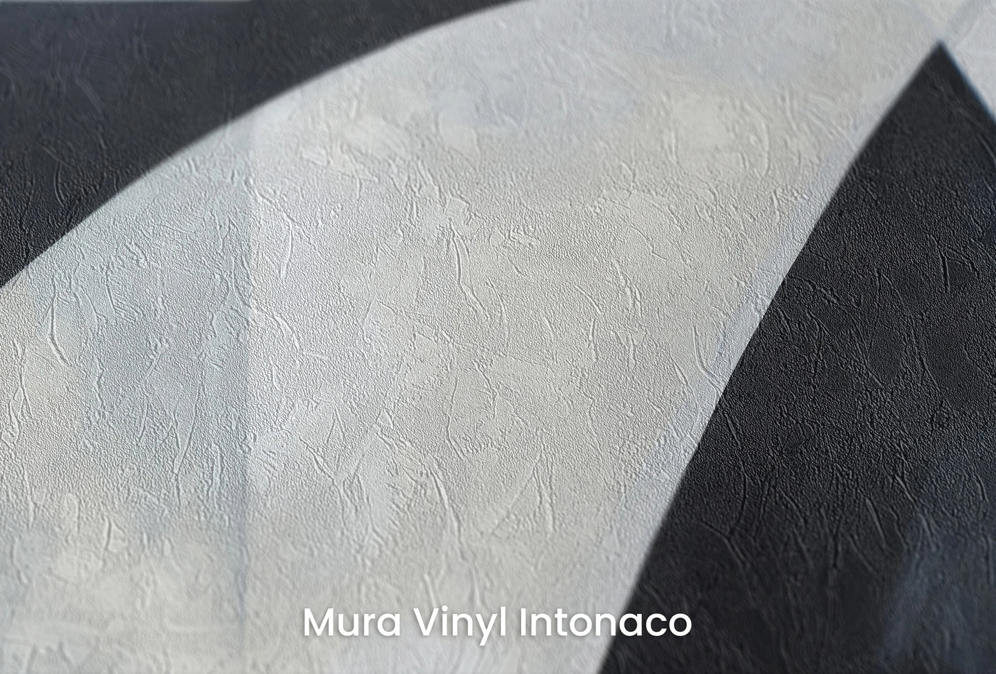 Zbliżenie na artystyczną fototapetę o nazwie Crescent Shadows na podłożu Mura Vinyl Intonaco - struktura tartego tynku.