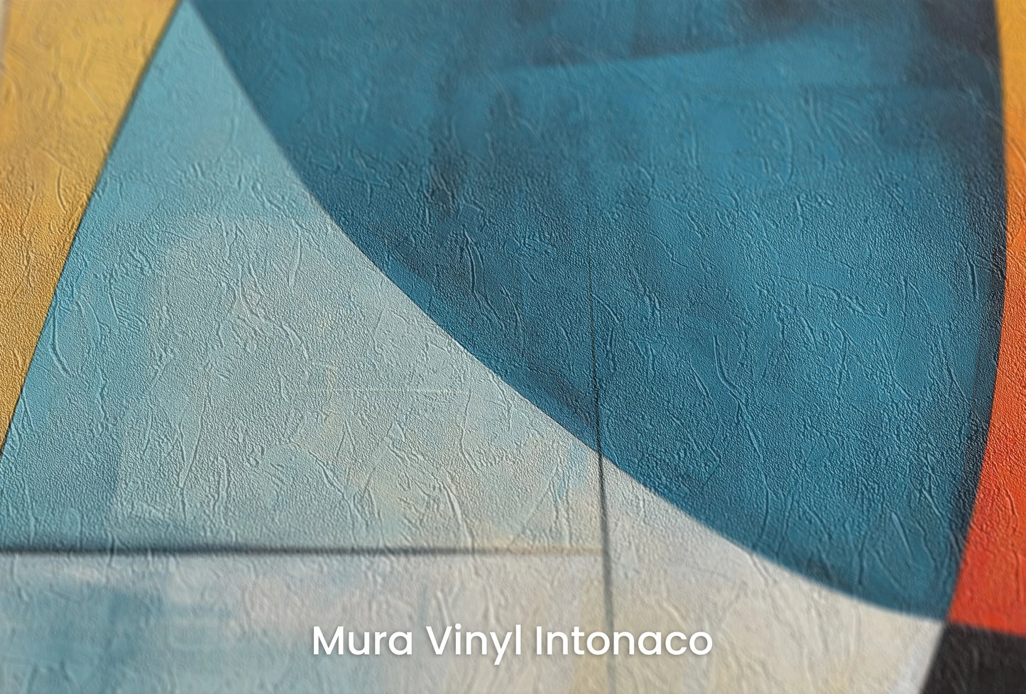 Zbliżenie na artystyczną fototapetę o nazwie Harmonic Contrast na podłożu Mura Vinyl Intonaco - struktura tartego tynku.