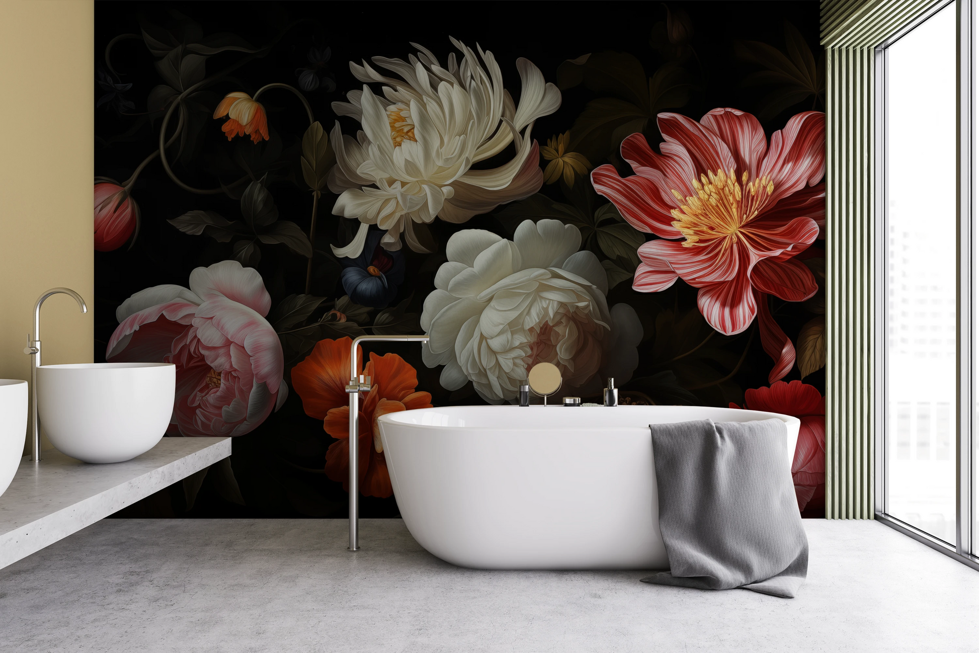 Fototapeta artystyczna o nazwie Dutch Floral Masterpiece pokazana w aranżacji wnętrza.
