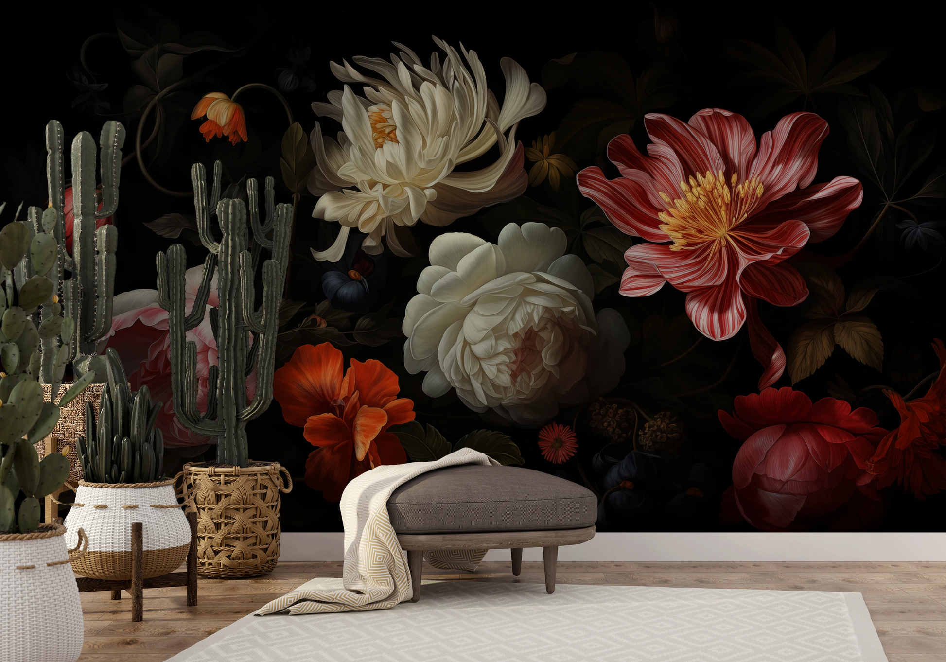 Fototapeta malowana o nazwie Dutch Floral Masterpiece pokazana w aranżacji wnętrza.