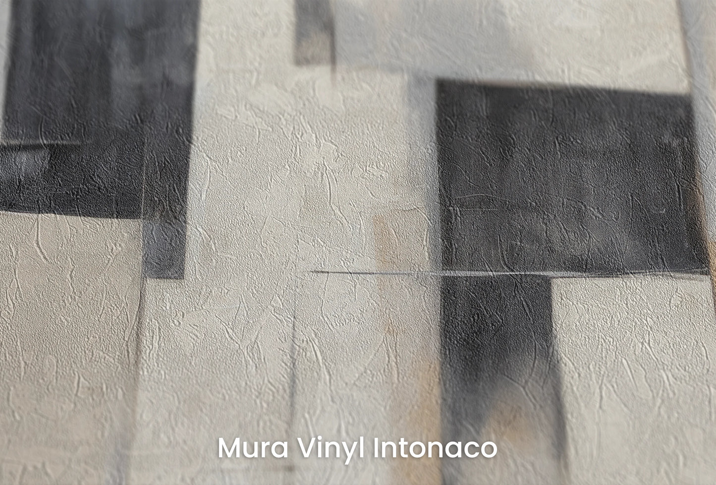 Zbliżenie na artystyczną fototapetę o nazwie Contemporary Patchwork na podłożu Mura Vinyl Intonaco - struktura tartego tynku.