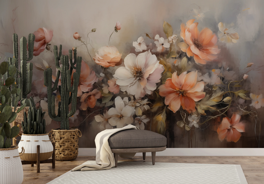 Wzór fototapety artystycznej o nazwie Soft Pastel Harmony pokazanej w aranżacji wnętrza.
