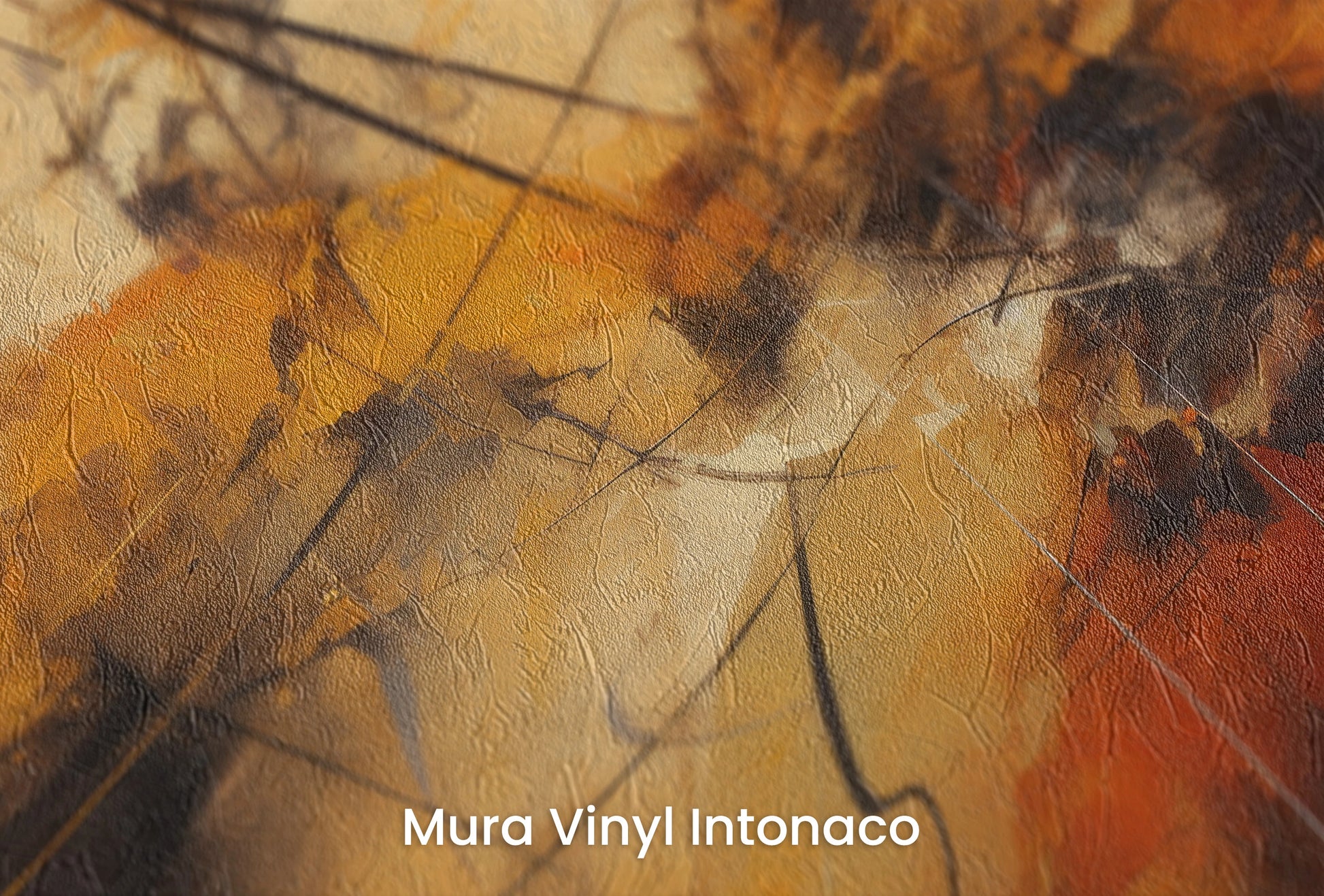 Zbliżenie na artystyczną fototapetę o nazwie Dynamic Essence na podłożu Mura Vinyl Intonaco - struktura tartego tynku.