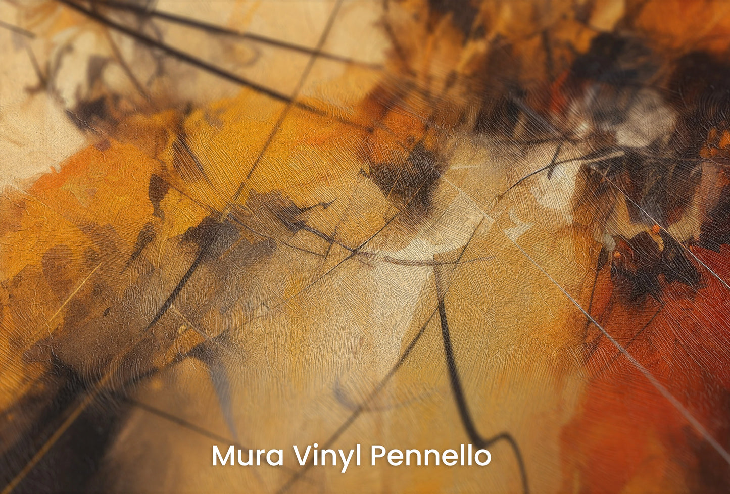 Zbliżenie na artystyczną fototapetę o nazwie Dynamic Essence na podłożu Mura Vinyl Pennello - faktura pociągnięć pędzla malarskiego.
