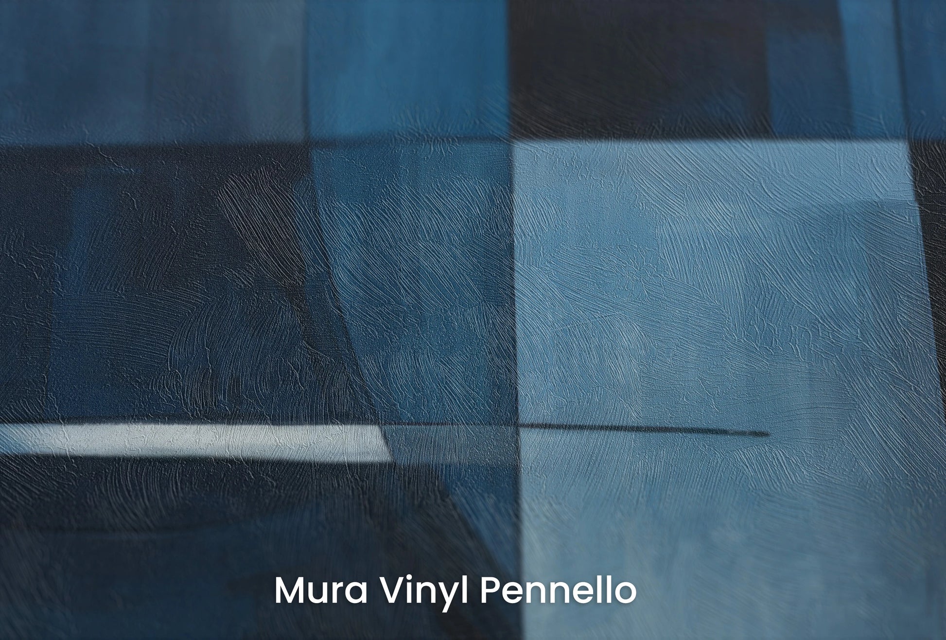 Zbliżenie na artystyczną fototapetę o nazwie Blue Orbital na podłożu Mura Vinyl Pennello - faktura pociągnięć pędzla malarskiego.