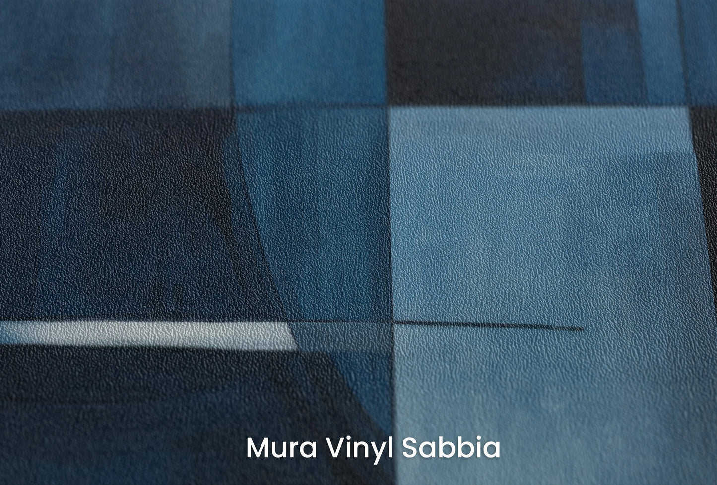 Zbliżenie na artystyczną fototapetę o nazwie Blue Orbital na podłożu Mura Vinyl Sabbia struktura grubego ziarna piasku.