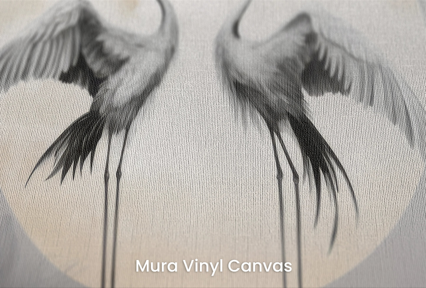 Zbliżenie na artystyczną fototapetę o nazwie Celestial Serenity na podłożu Mura Vinyl Canvas - faktura naturalnego płótna.