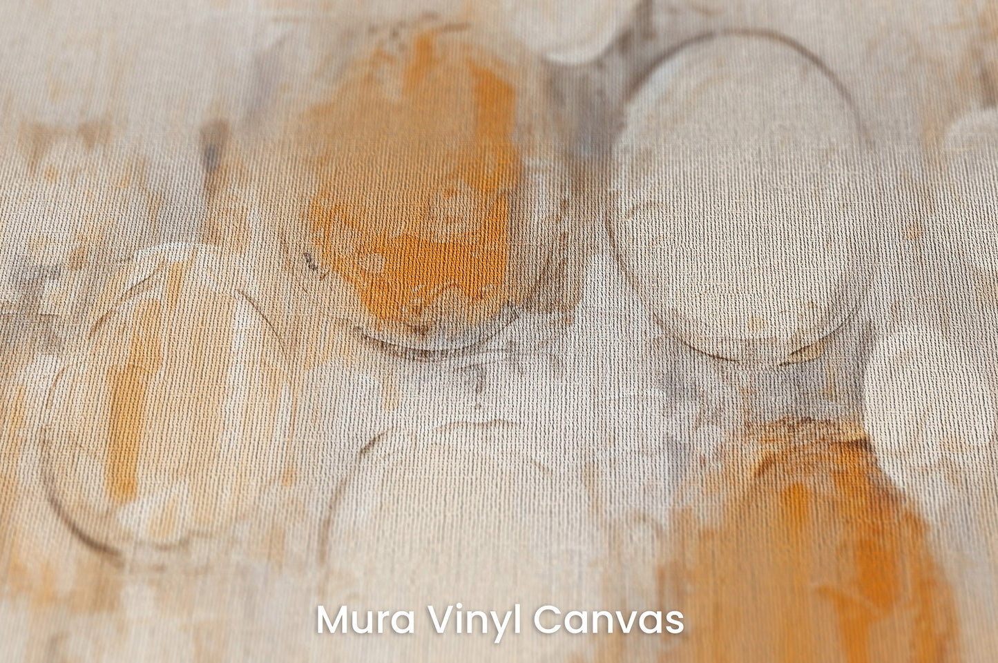 Zbliżenie na artystyczną fototapetę o nazwie AMBER AND IVORY SPHERICAL HARMONY na podłożu Mura Vinyl Canvas - faktura naturalnego płótna.