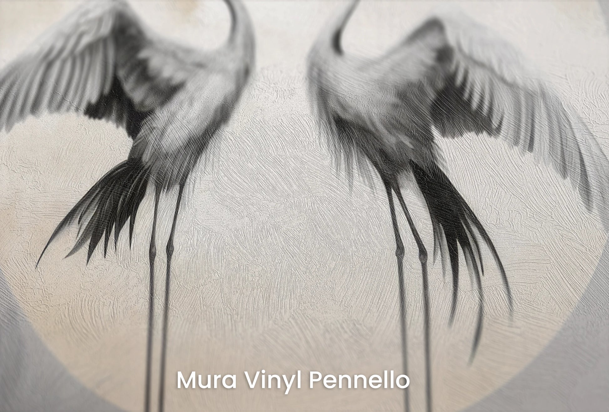 Zbliżenie na artystyczną fototapetę o nazwie Celestial Serenity na podłożu Mura Vinyl Pennello - faktura pociągnięć pędzla malarskiego.