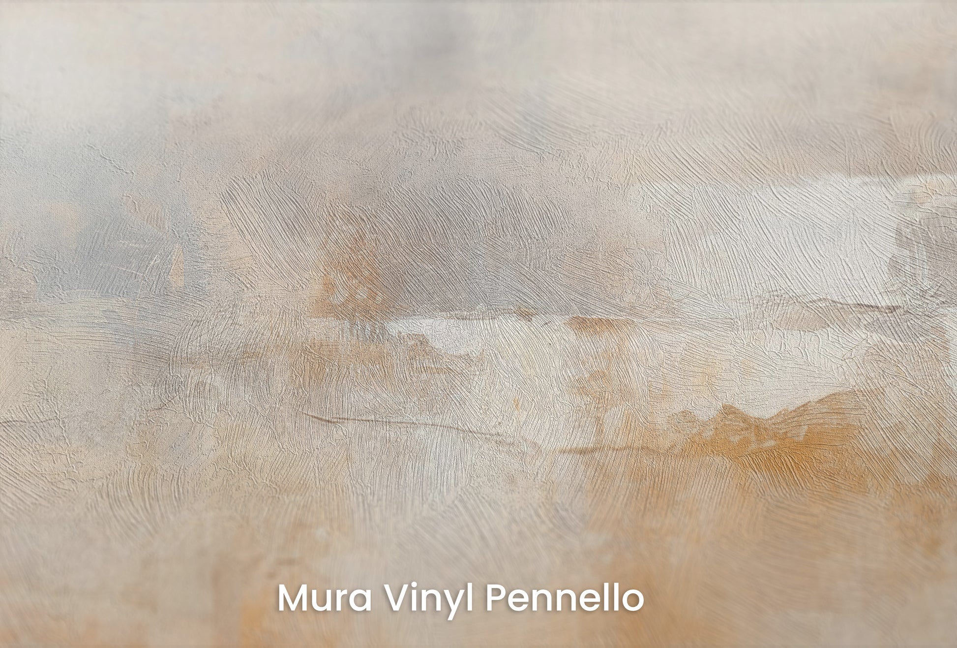 Zbliżenie na artystyczną fototapetę o nazwie SILENT DAWN WHISPERS na podłożu Mura Vinyl Pennello - faktura pociągnięć pędzla malarskiego.