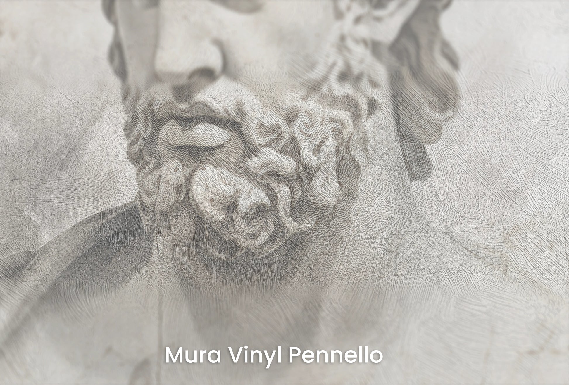 Zbliżenie na artystyczną fototapetę o nazwie Poseidon's Watch na podłożu Mura Vinyl Pennello - faktura pociągnięć pędzla malarskiego.