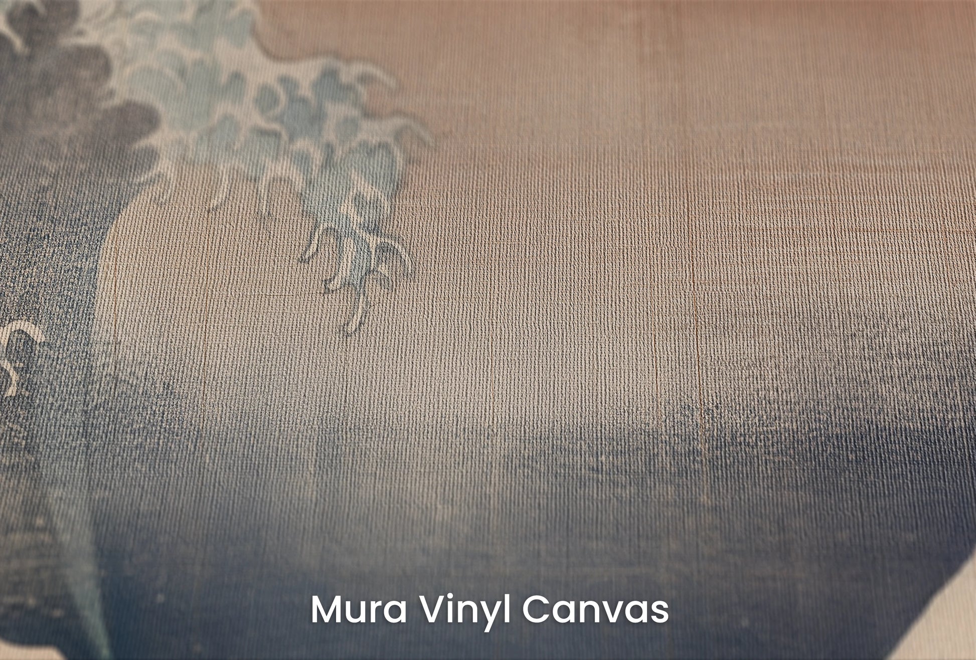 Zbliżenie na artystyczną fototapetę o nazwie Red Sun Tsunami na podłożu Mura Vinyl Canvas - faktura naturalnego płótna.