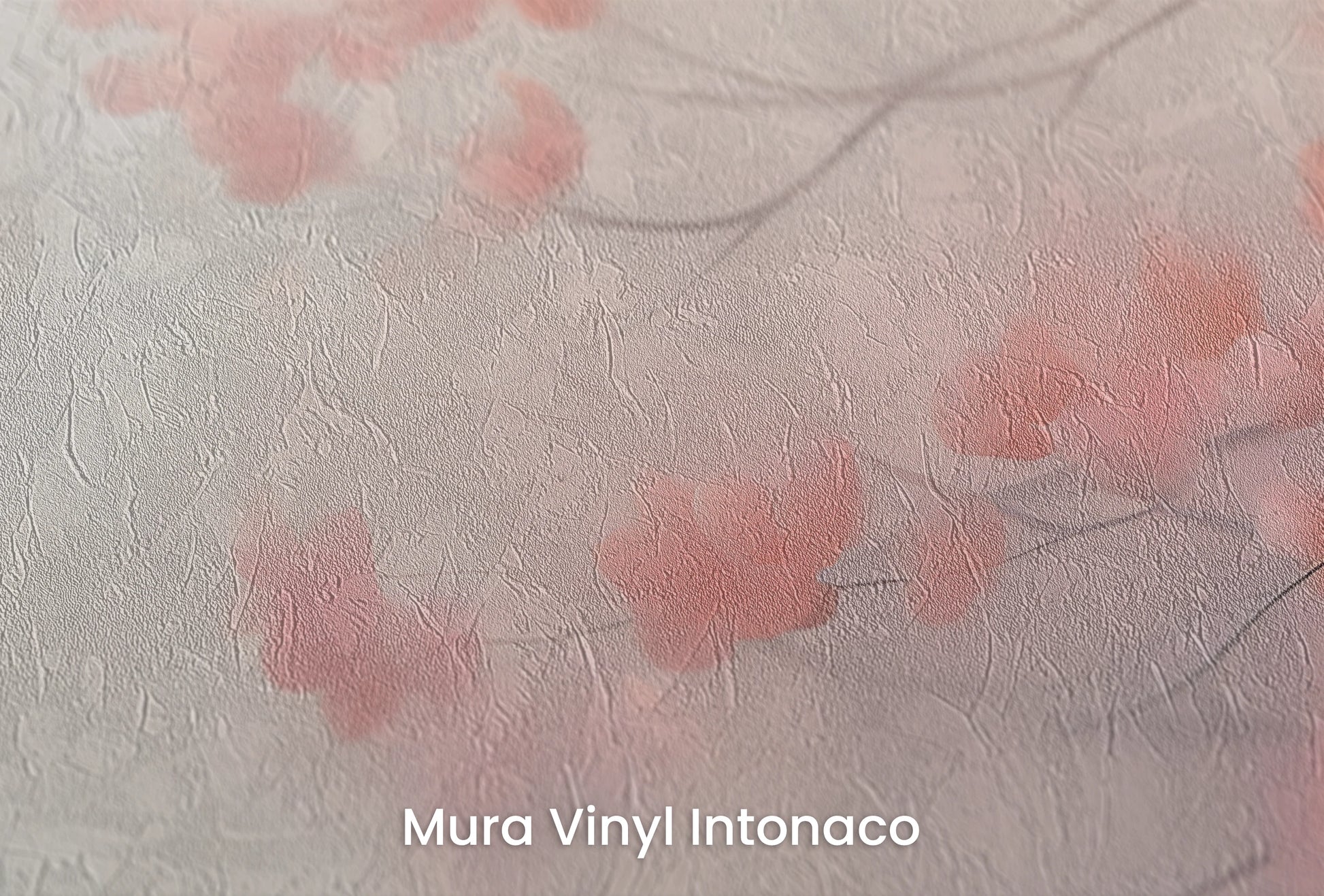 Zbliżenie na artystyczną fototapetę o nazwie Spring Melody na podłożu Mura Vinyl Intonaco - struktura tartego tynku.