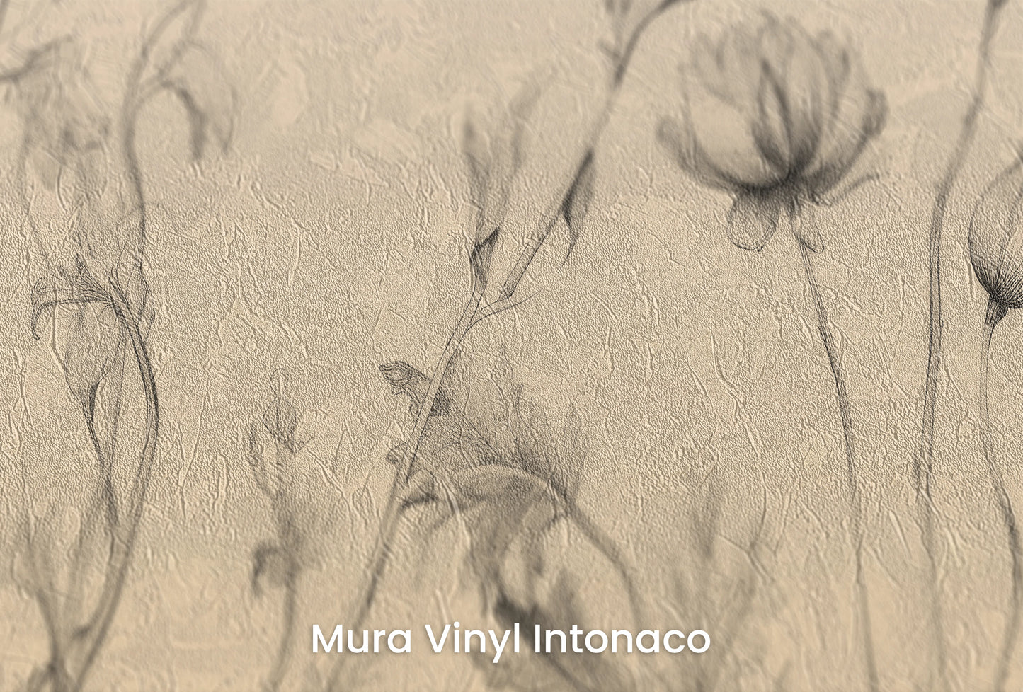 Zbliżenie na artystyczną fototapetę o nazwie Sunflower Elegance na podłożu Mura Vinyl Intonaco - struktura tartego tynku.