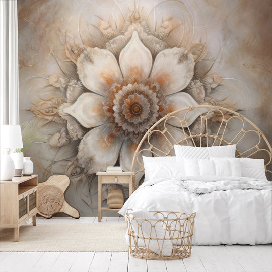 Wzór fototapety artystycznej o nazwie Ornate Radiance pokazanej w aranżacji wnętrza.