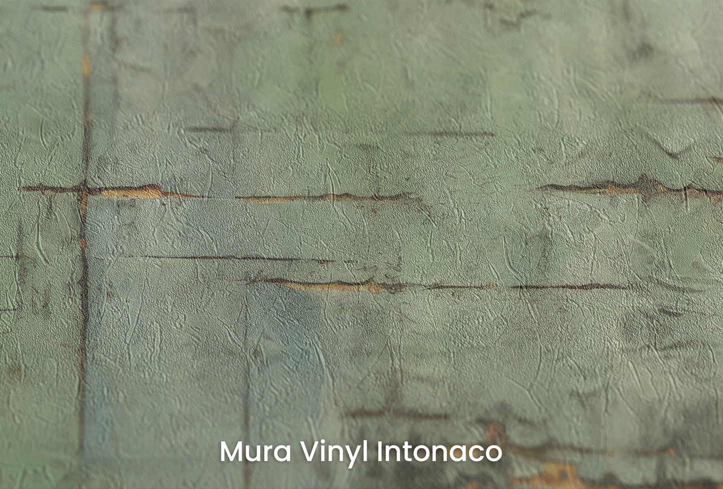 Zbliżenie na artystyczną fototapetę o nazwie Aged Mint na podłożu Mura Vinyl Intonaco - struktura tartego tynku.