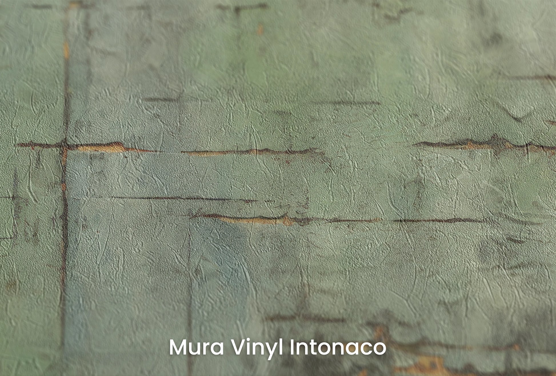 Zbliżenie na artystyczną fototapetę o nazwie Aged Mint na podłożu Mura Vinyl Intonaco - struktura tartego tynku.