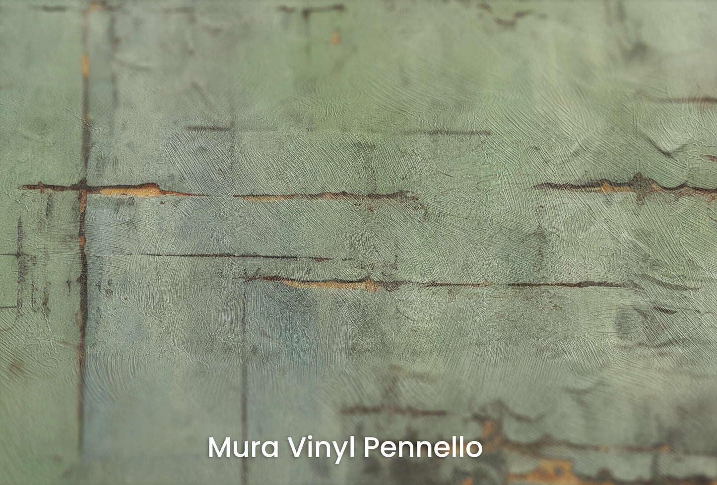 Zbliżenie na artystyczną fototapetę o nazwie Aged Mint na podłożu Mura Vinyl Pennello - faktura pociągnięć pędzla malarskiego.