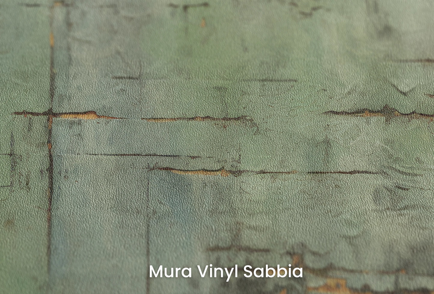 Zbliżenie na artystyczną fototapetę o nazwie Aged Mint na podłożu Mura Vinyl Sabbia struktura grubego ziarna piasku.