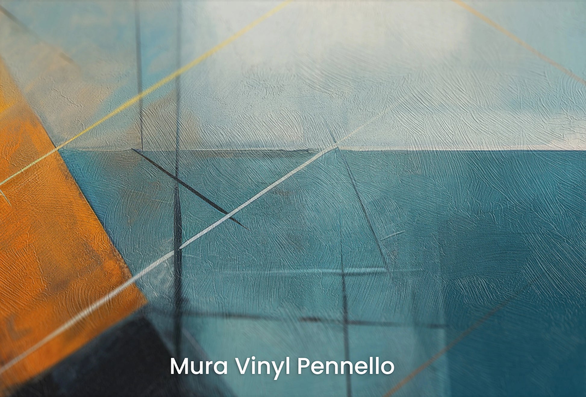 Zbliżenie na artystyczną fototapetę o nazwie Geometric Fusion na podłożu Mura Vinyl Pennello - faktura pociągnięć pędzla malarskiego.
