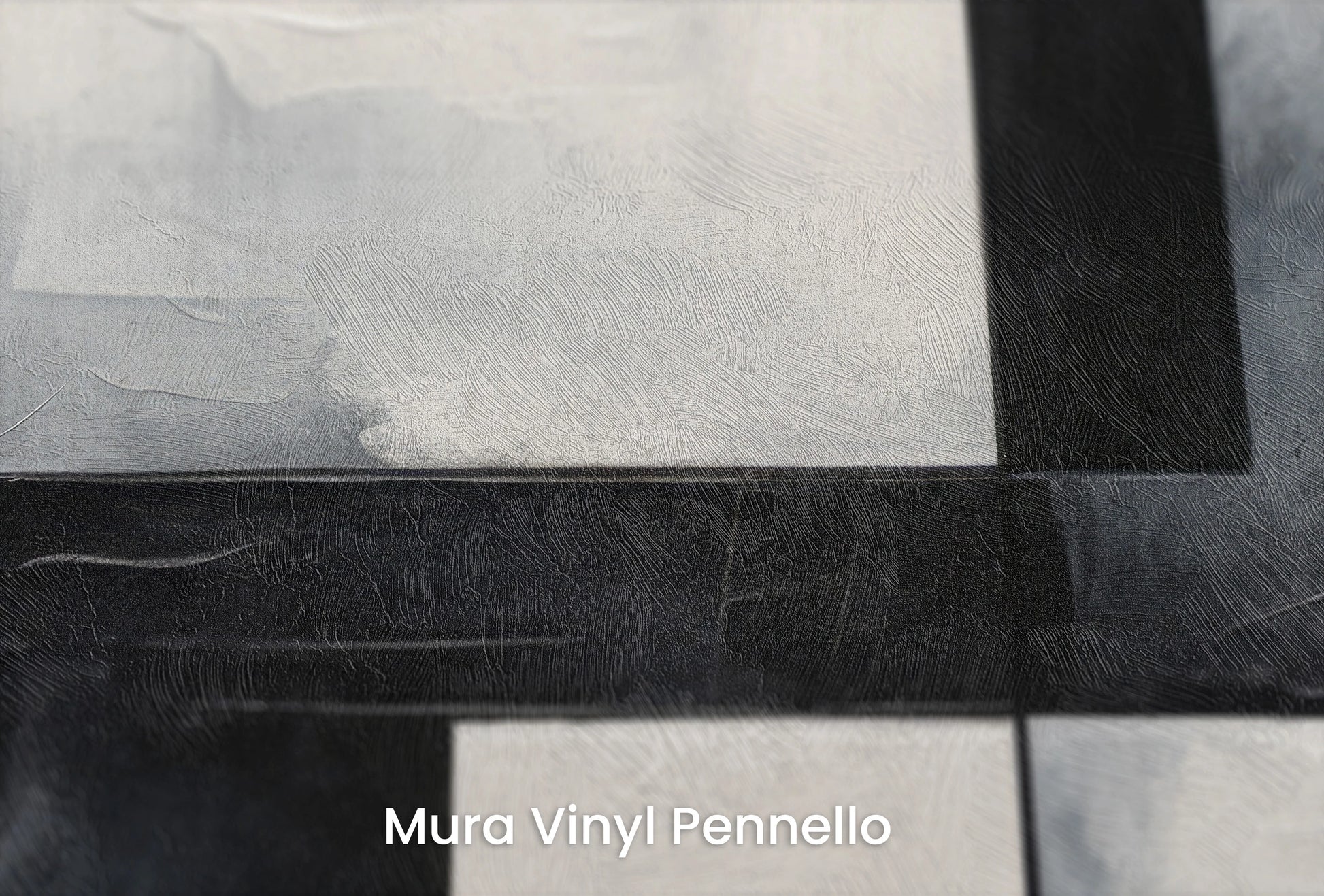 Zbliżenie na artystyczną fototapetę o nazwie Monochrome Slice na podłożu Mura Vinyl Pennello - faktura pociągnięć pędzla malarskiego.