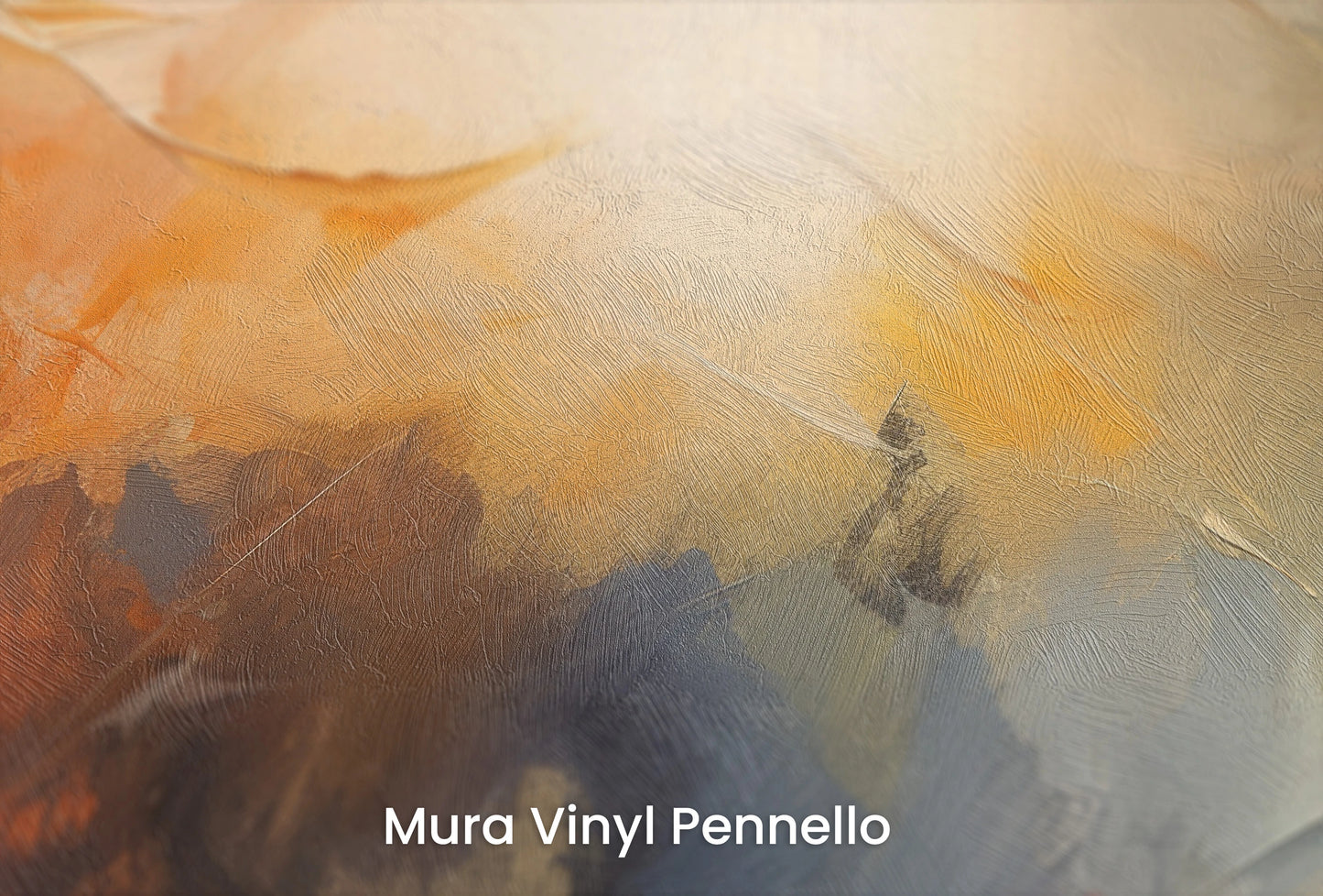 Zbliżenie na artystyczną fototapetę o nazwie Abstract Horizons #2 na podłożu Mura Vinyl Pennello - faktura pociągnięć pędzla malarskiego.