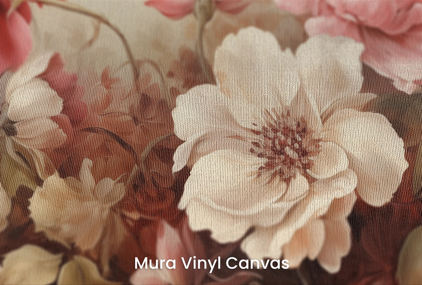 Zbliżenie na artystyczną fototapetę o nazwie Velvet Bloom na podłożu Mura Vinyl Canvas - faktura naturalnego płótna.