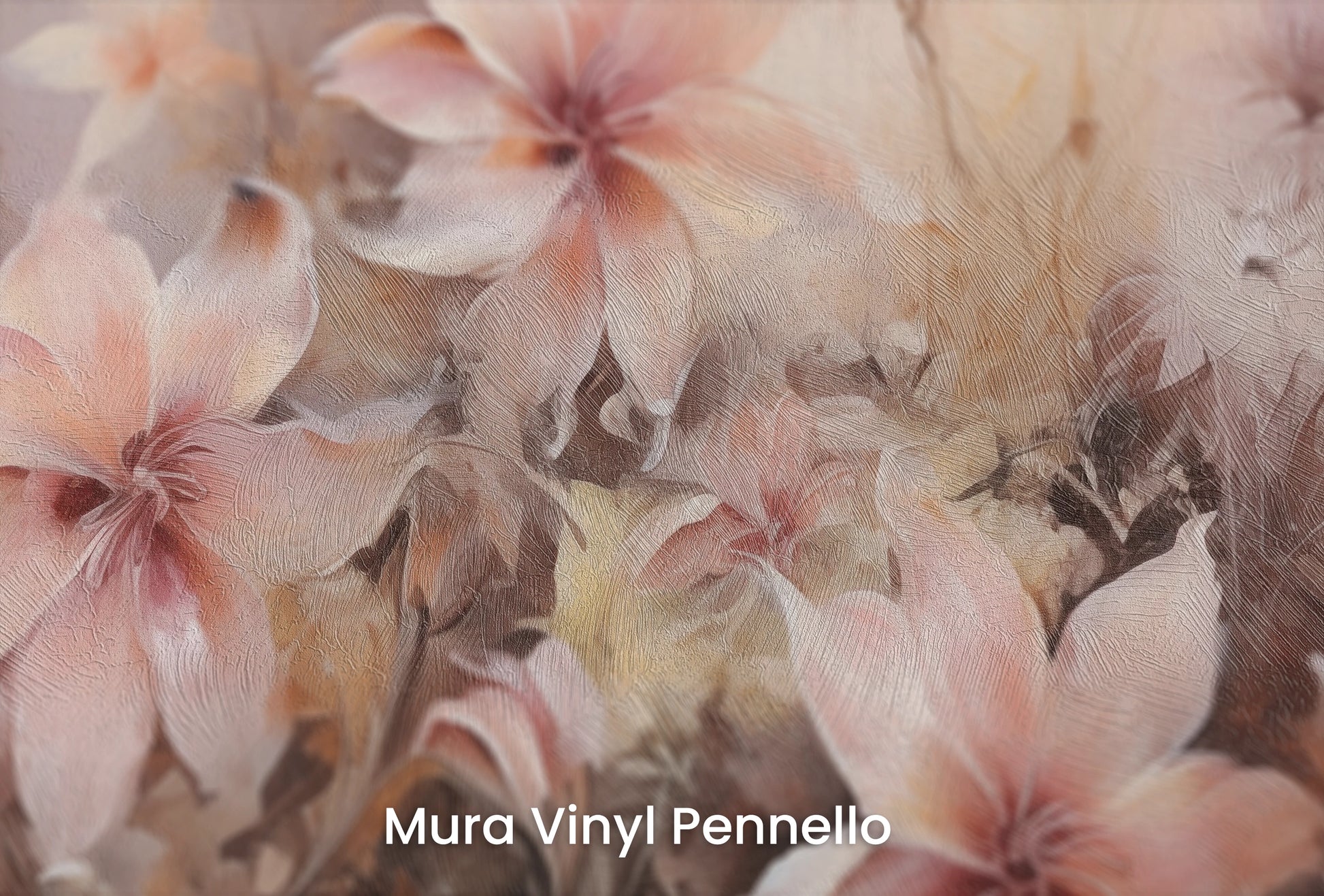 Zbliżenie na artystyczną fototapetę o nazwie Dawn Serenity na podłożu Mura Vinyl Pennello - faktura pociągnięć pędzla malarskiego.