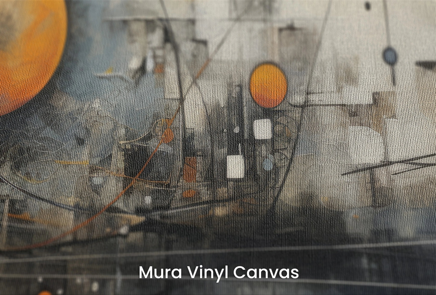 Zbliżenie na artystyczną fototapetę o nazwie Orbital Complexity na podłożu Mura Vinyl Canvas - faktura naturalnego płótna.