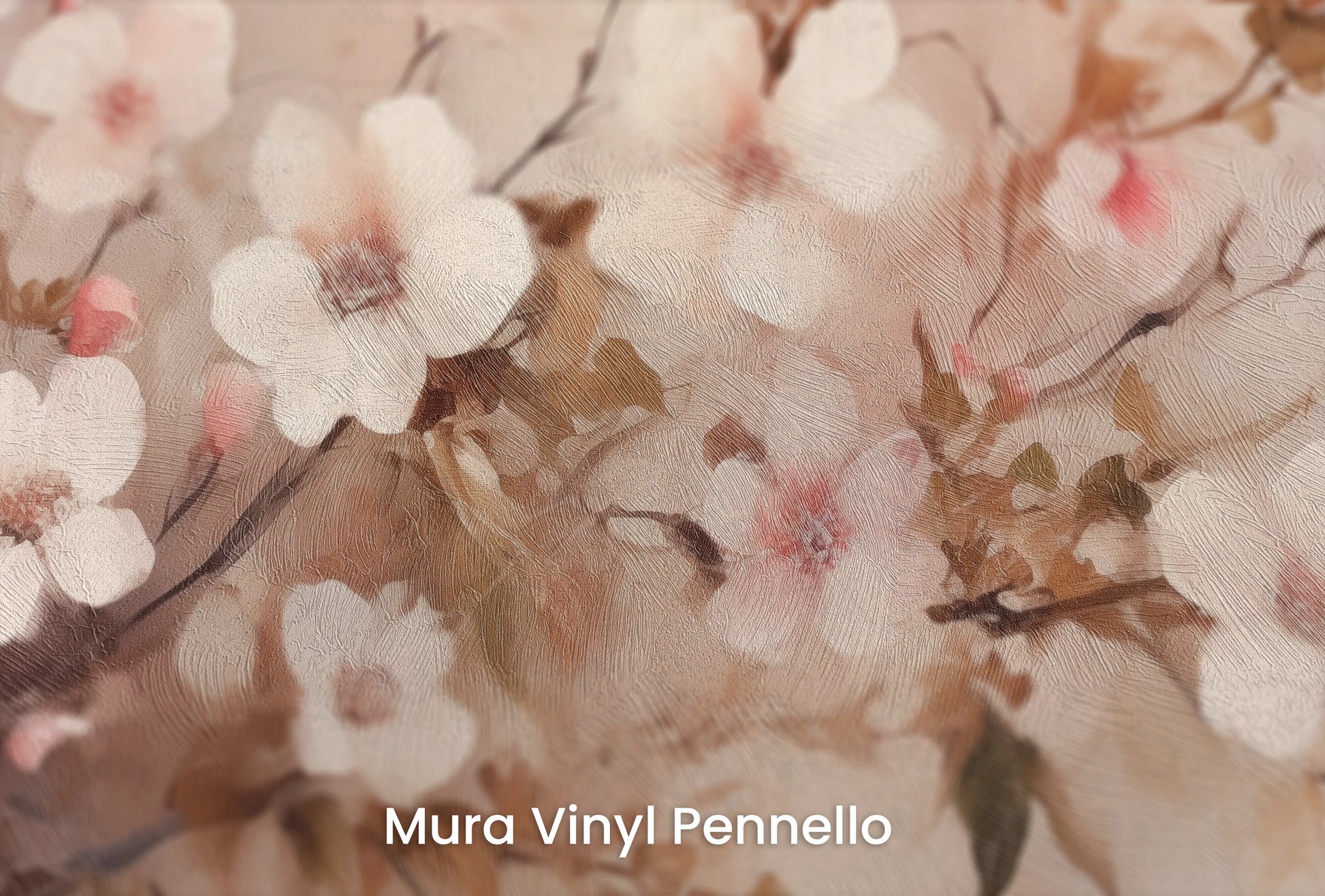 Zbliżenie na artystyczną fototapetę o nazwie Cherry Bliss na podłożu Mura Vinyl Pennello - faktura pociągnięć pędzla malarskiego.