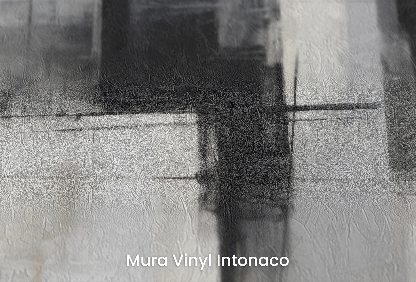 Zbliżenie na artystyczną fototapetę o nazwie Shadow Play na podłożu Mura Vinyl Intonaco - struktura tartego tynku.