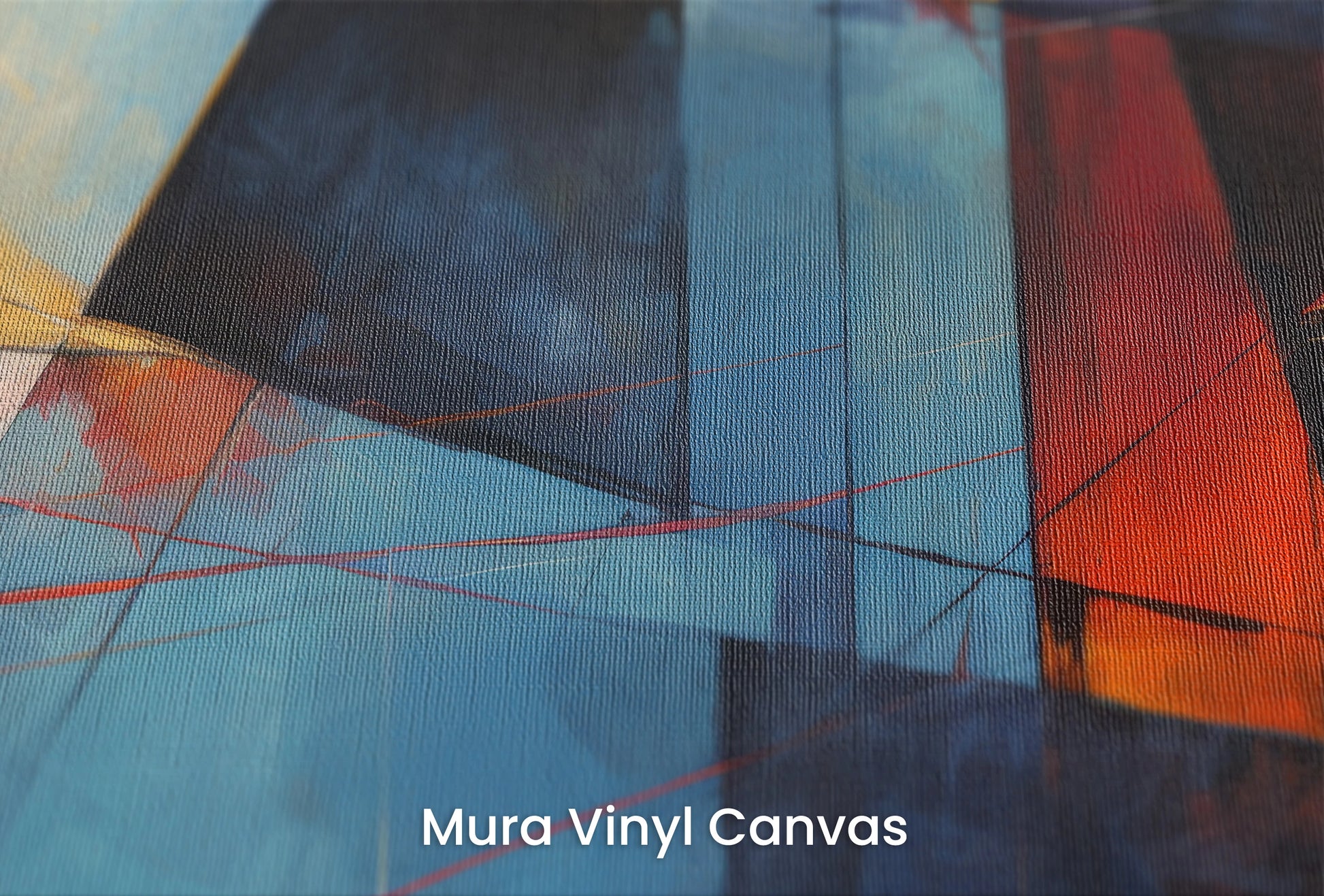 Zbliżenie na artystyczną fototapetę o nazwie Colorful Geometry #3 na podłożu Mura Vinyl Canvas - faktura naturalnego płótna.