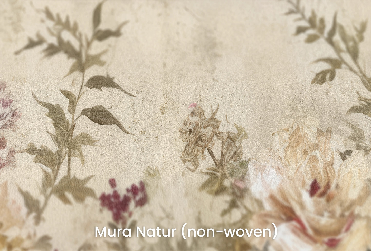 Zbliżenie na artystyczną fototapetę o nazwie Antique Blossom na podłożu Mura Natur (non-woven) - naturalne i ekologiczne podłoże.