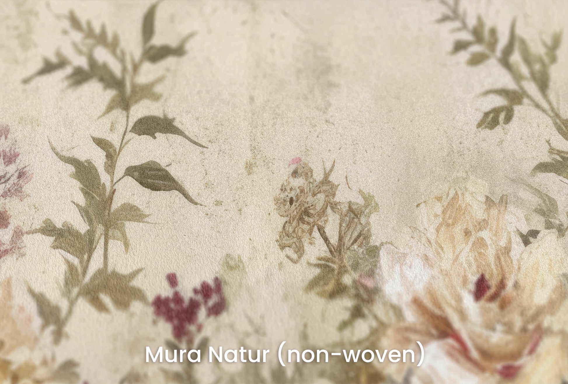 Zbliżenie na artystyczną fototapetę o nazwie Antique Blossom na podłożu Mura Natur (non-woven) - naturalne i ekologiczne podłoże.