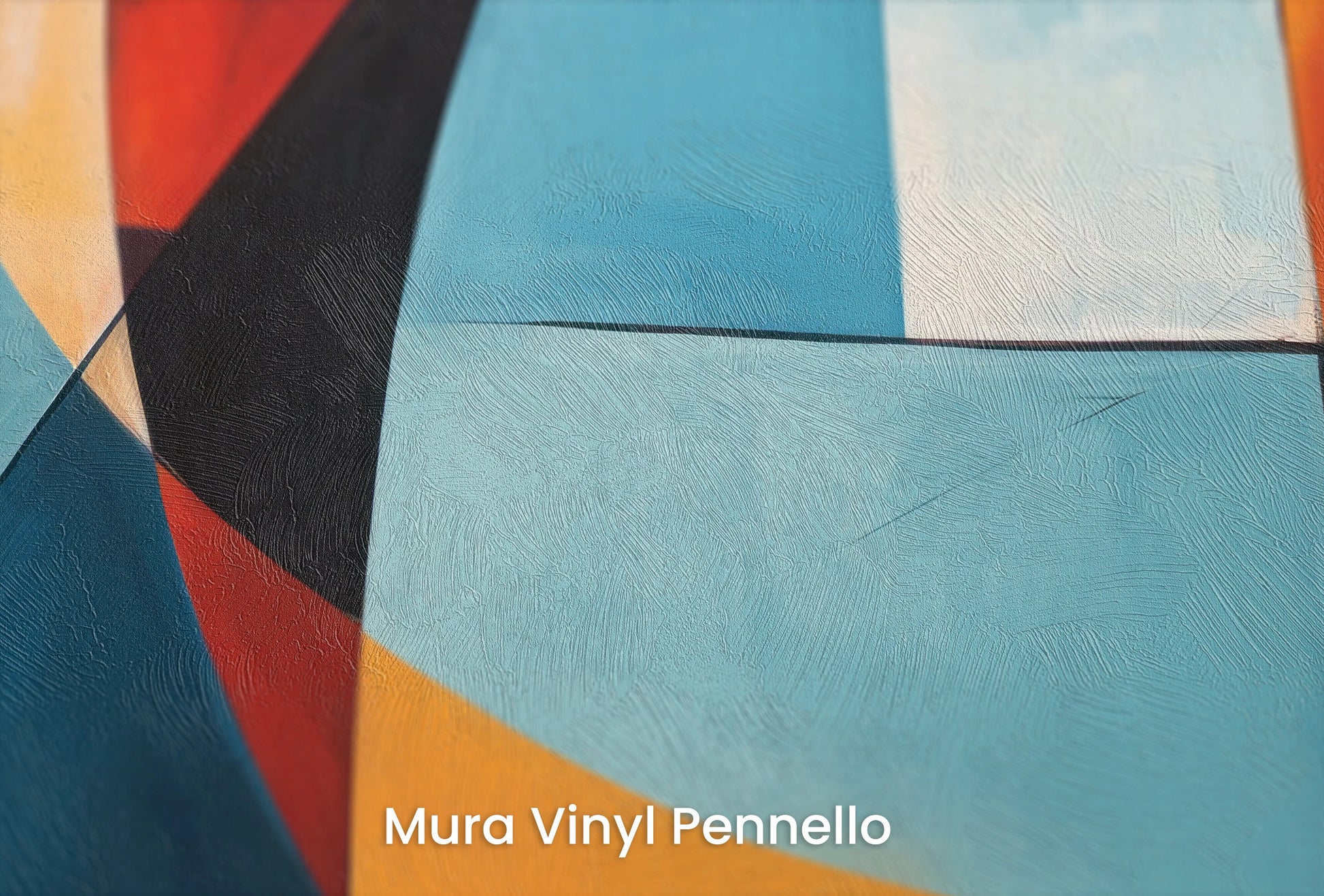 Zbliżenie na artystyczną fototapetę o nazwie Vibrant Curvature na podłożu Mura Vinyl Pennello - faktura pociągnięć pędzla malarskiego.