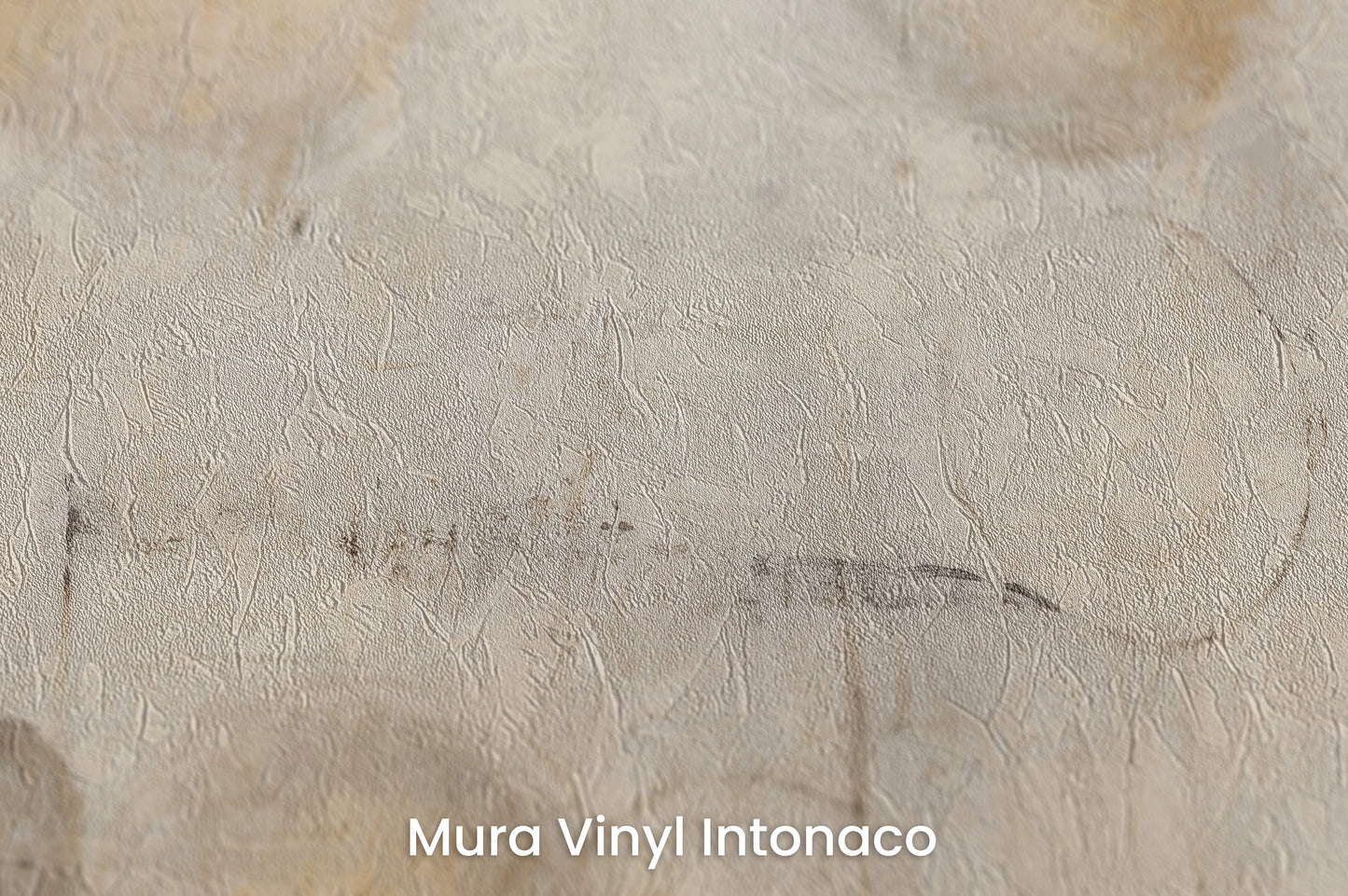 Zbliżenie na artystyczną fototapetę o nazwie GOLDEN MIST ORBITALS #2 na podłożu Mura Vinyl Intonaco - struktura tartego tynku.