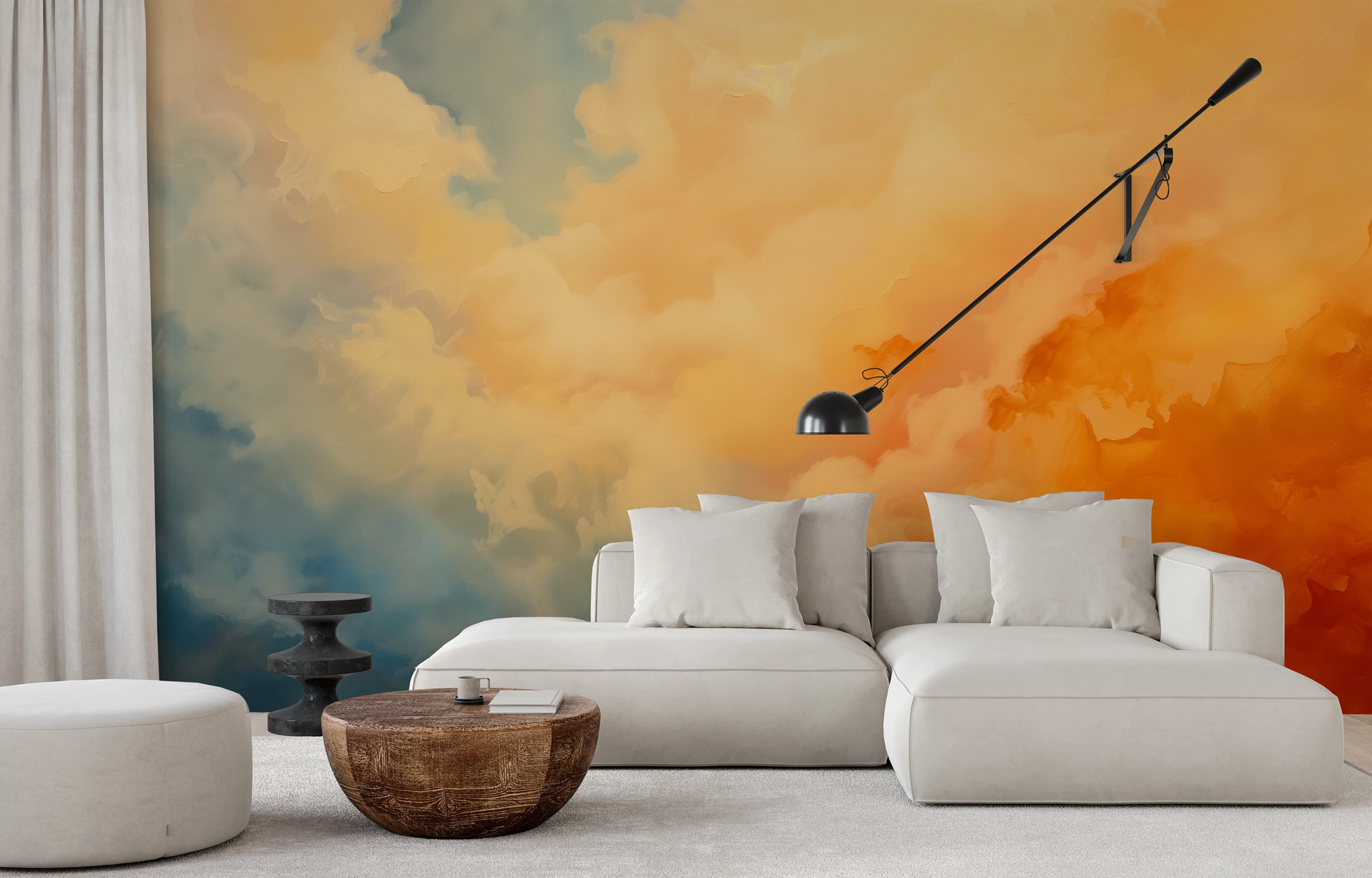 Fototapeta malowana o nazwie Sunset Mirage pokazana w aranżacji wnętrza.