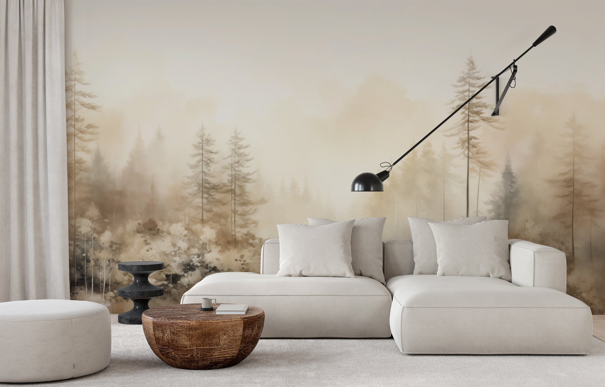 Fototapeta artystyczna o nazwie AUTUMNAL HAZE TRAIL MURAL pokazana w aranżacji wnętrza.