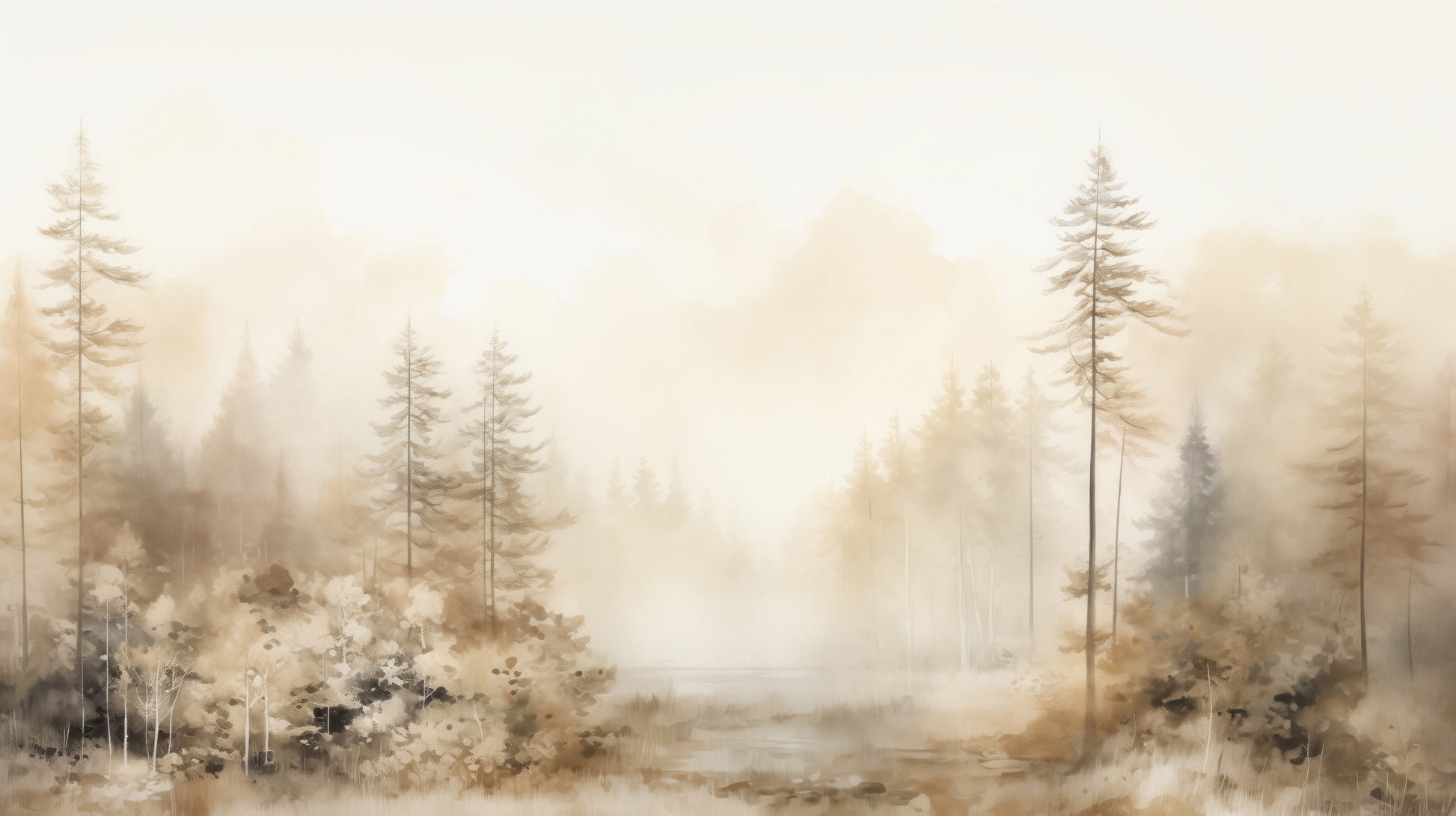 Prezentacja całego wzoru fototapety o nazwie AUTUMNAL HAZE TRAIL MURAL