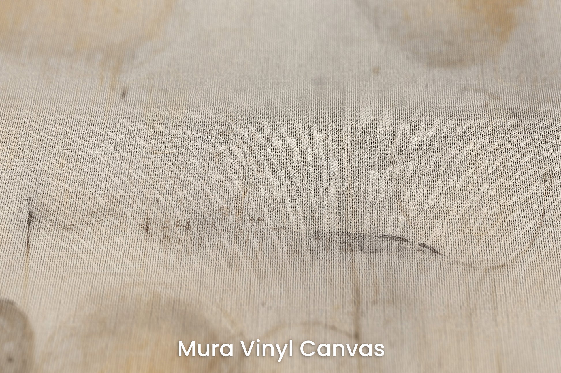 Zbliżenie na artystyczną fototapetę o nazwie GOLDEN MIST ORBITALS #2 na podłożu Mura Vinyl Canvas - faktura naturalnego płótna.