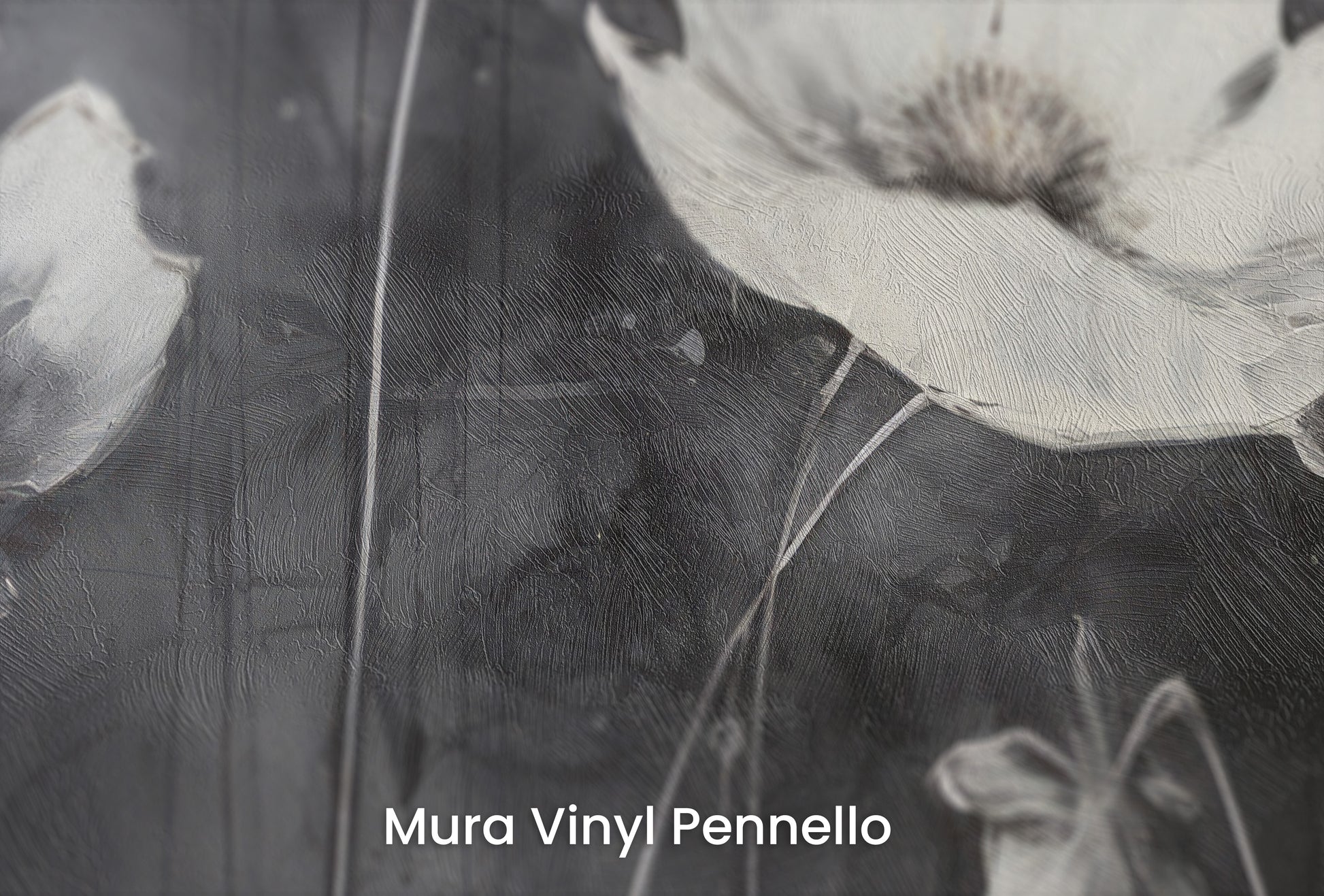 Zbliżenie na artystyczną fototapetę o nazwie GOTHIC GARDEN na podłożu Mura Vinyl Pennello - faktura pociągnięć pędzla malarskiego.