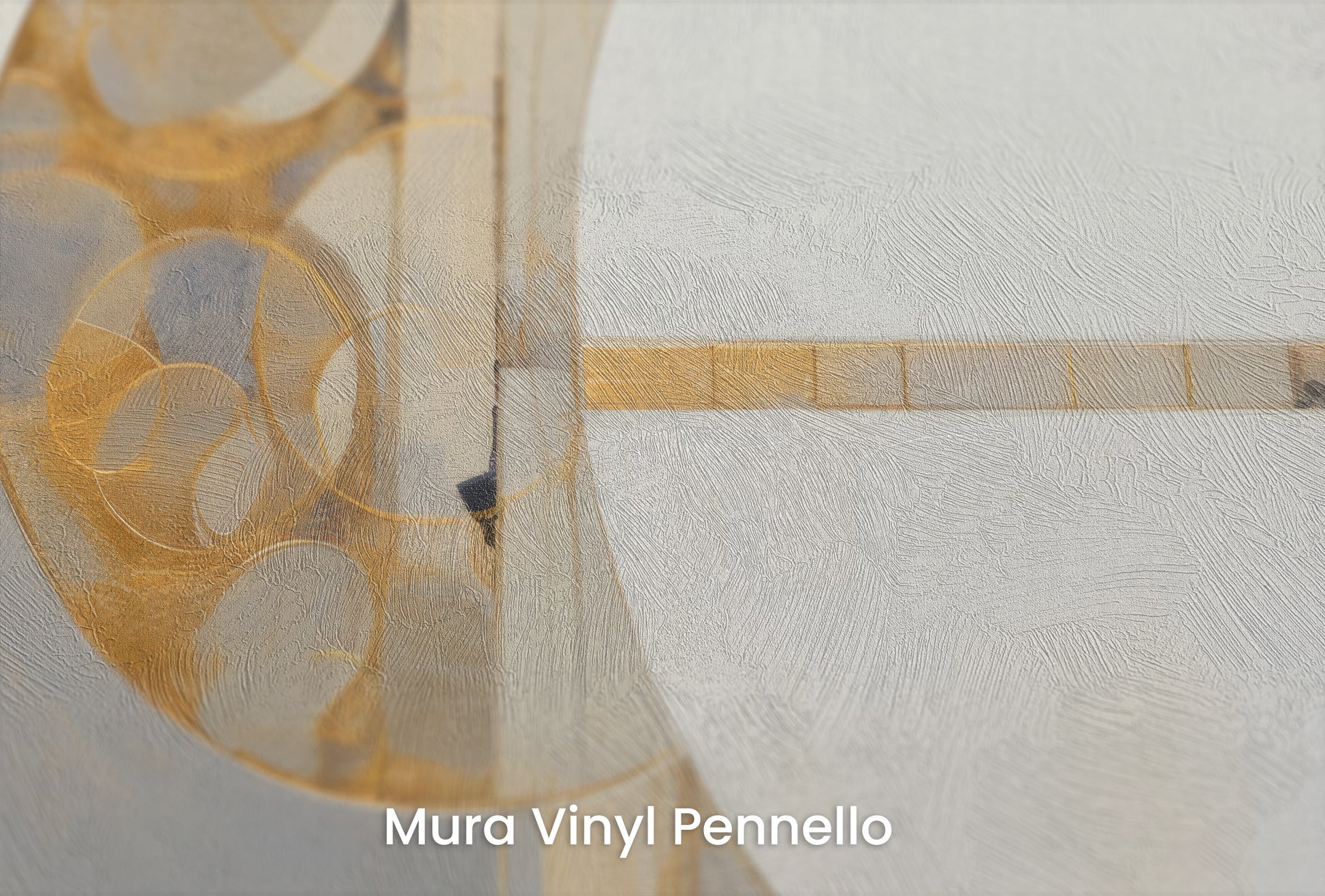 Zbliżenie na artystyczną fototapetę o nazwie AUREATE CIRCLE HARMONY na podłożu Mura Vinyl Pennello - faktura pociągnięć pędzla malarskiego.