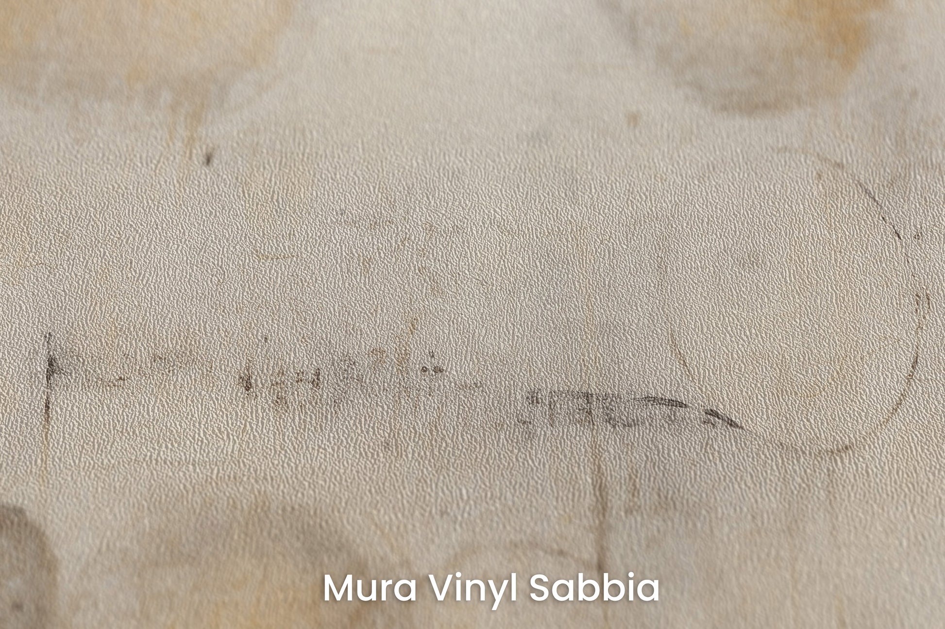 Zbliżenie na artystyczną fototapetę o nazwie GOLDEN MIST ORBITALS #2 na podłożu Mura Vinyl Sabbia struktura grubego ziarna piasku.