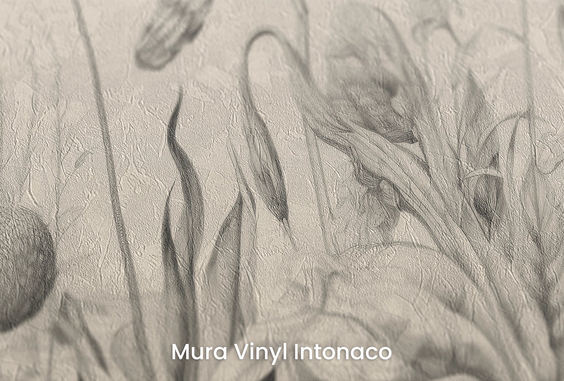Zbliżenie na artystyczną fototapetę o nazwie Poppy Field Sketch na podłożu Mura Vinyl Intonaco - struktura tartego tynku.