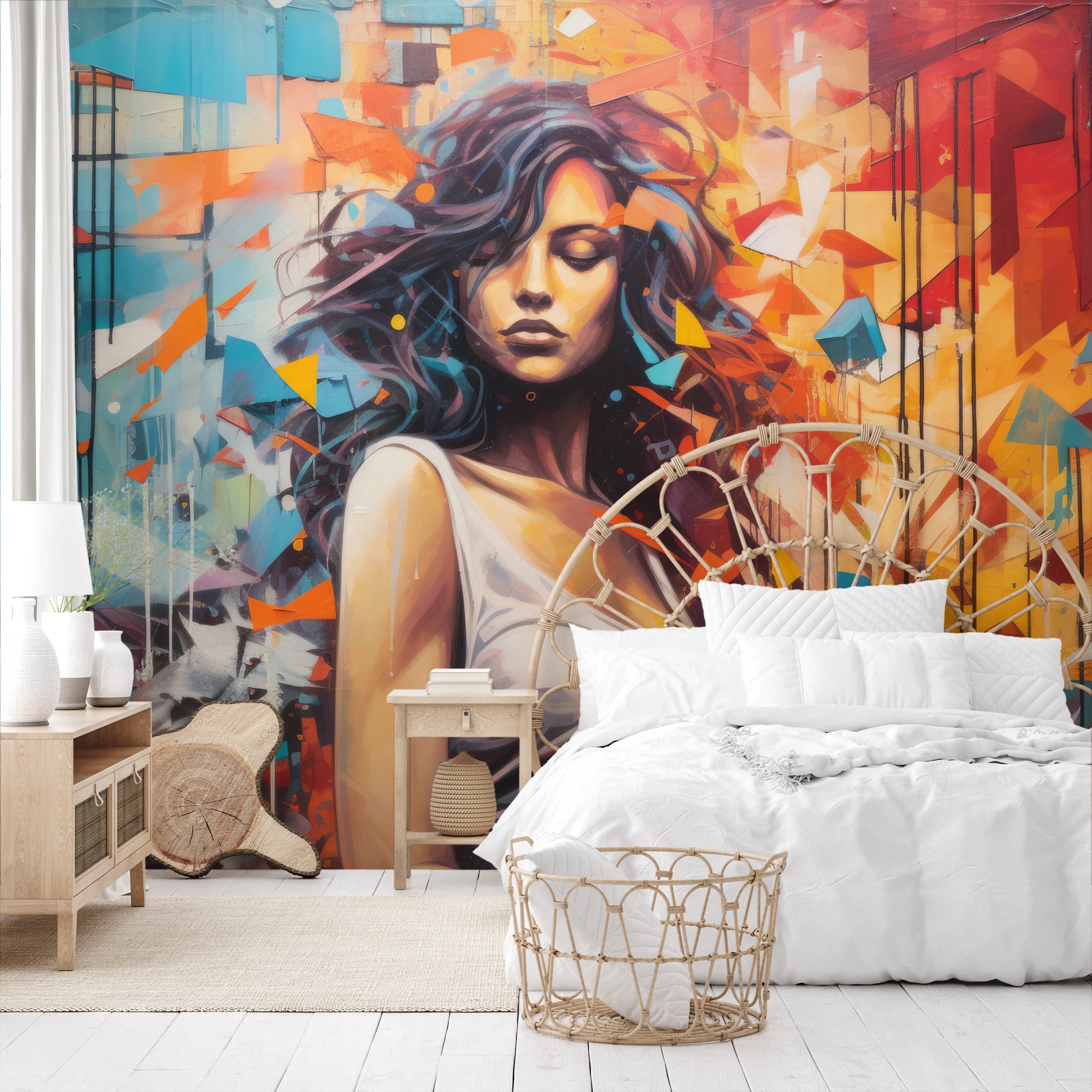 Fototapeta malowana o nazwie Urban Siren pokazana w aranżacji wnętrza.